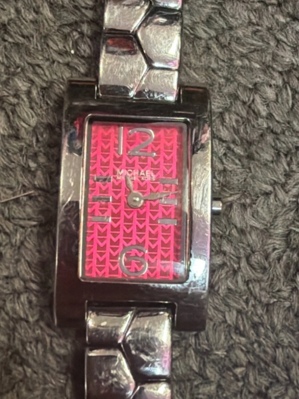 Michael Kors Pink Logo Dial Bracelet Watch Small Rectangular Women’s